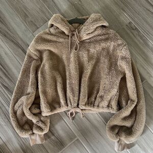 Beach Riot Shayla Sherpa Crop Jacket Taupe NWT